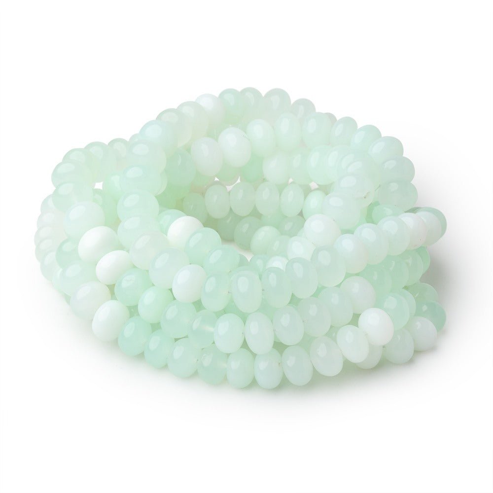 8-10mm Tanzanian Green Opal Plain Rondelle Beads 16 inch 62 pieces - Beadsofcambay.com