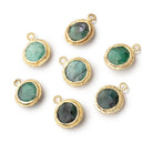 8 - 10mm Vermeil Rope Bezel Emerald Faceted Coin 1 Pendant - Beadsofcambay.com