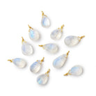 8-10mm Vermeil Wire Wrapped Rainbow Moonstone Faceted Pear 1 Pendant - Beadsofcambay.com
