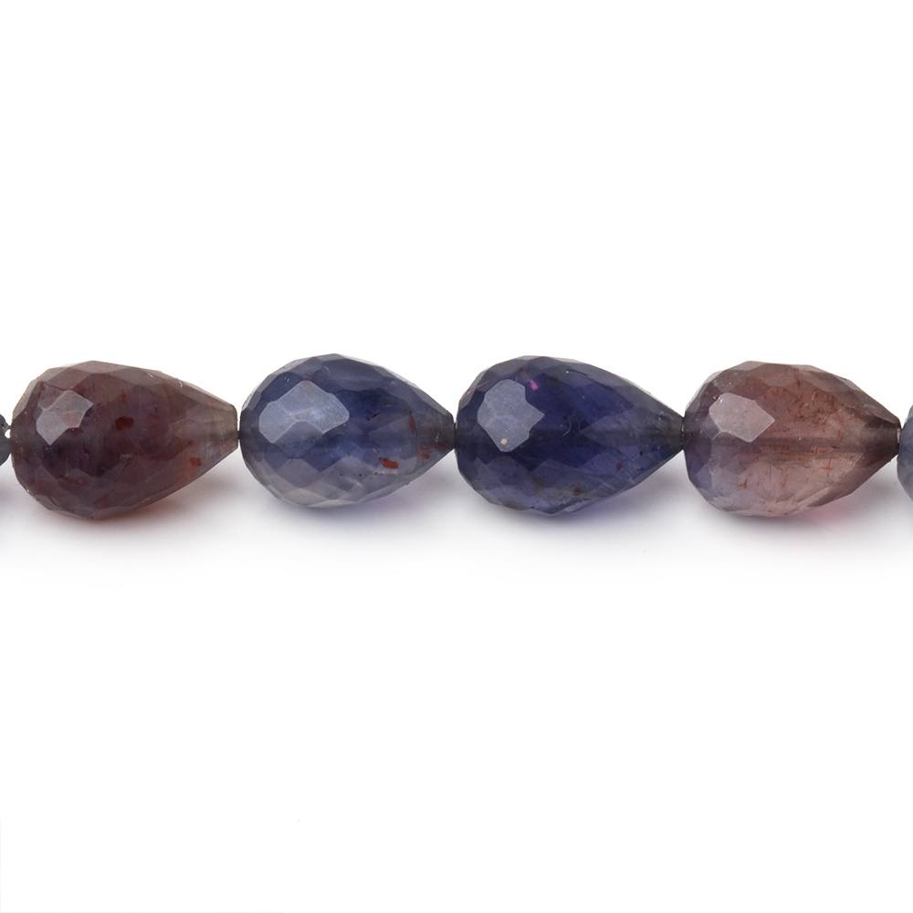 8 - 11mm Bloodshot Iolite - Sunstone Straight Drill Tear Drop 7.25 inch 19 Beads - Beadsofcambay.com