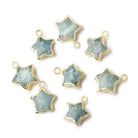 8-11mm Gold Leafed Aquamarine Faceted Star 1 Pendant - Beadsofcambay.com