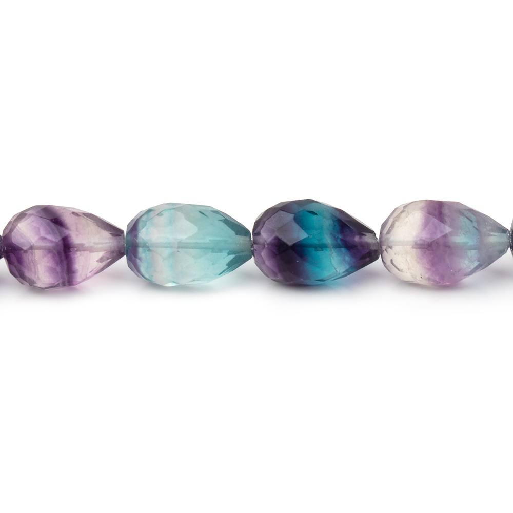8 - 11mm Multi Color Fluorite Straight Drill Tear Drop 7.25 inch 19 Beads - Beadsofcambay.com