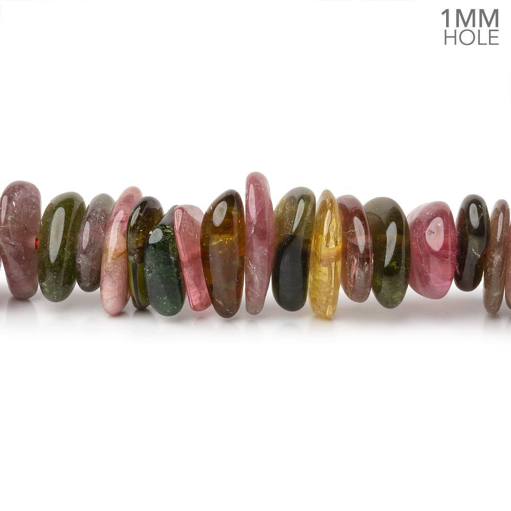 8 - 11mm Multi Color Tourmaline Plain Chip 16 inch 136 Beads 1mm Hole - Beadsofcambay.com