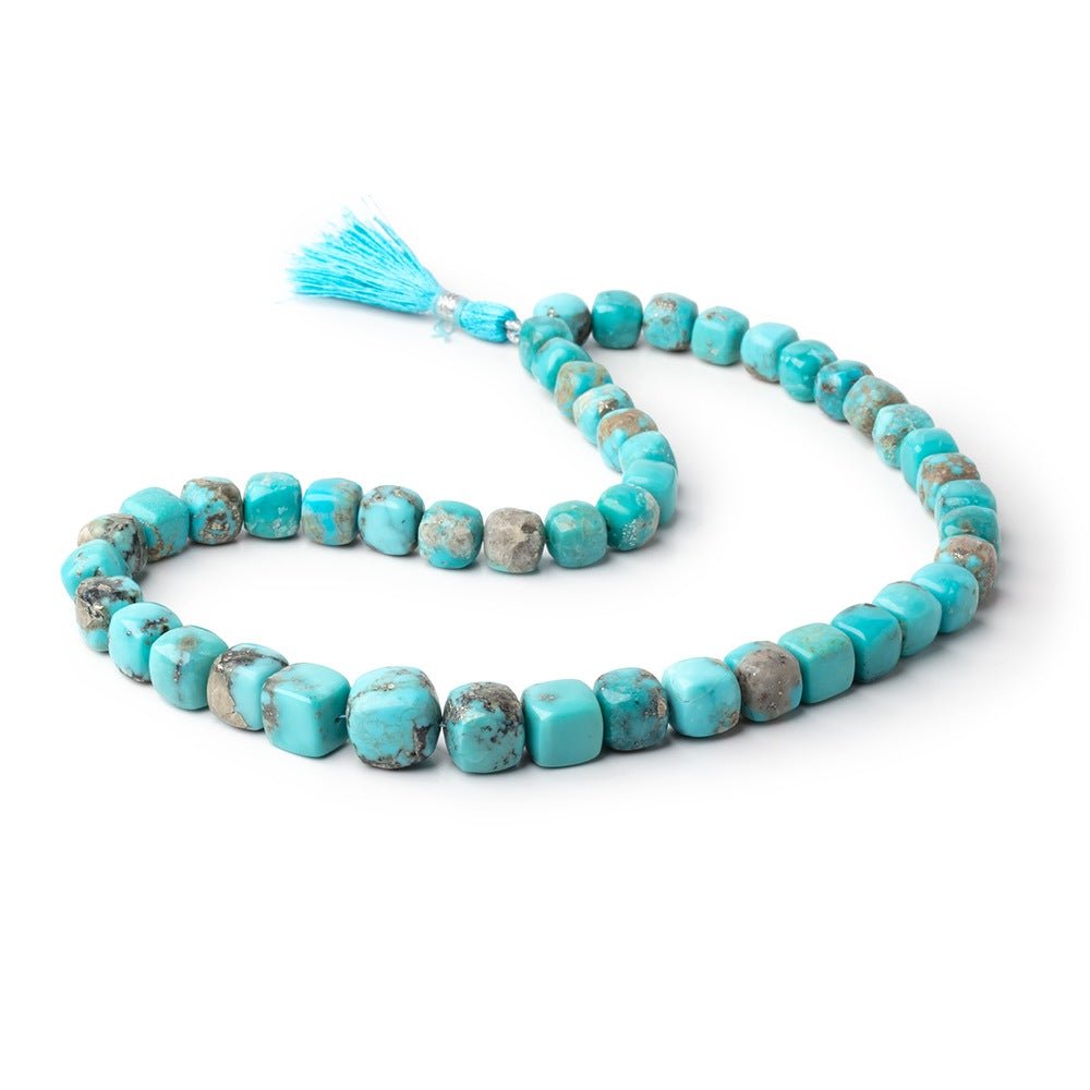 8 - 11mm Sleeping Beauty Turquoise Plain Cubes 16 inch 47 Beads AAA - Beadsofcambay.com