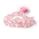 8-14mm Rose Quartz Faceted Heart Beads 7.5 inch 38 pieces - Beadsofcambay.com