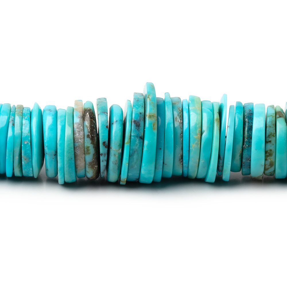 8-14mm Sleeping Beauty Turquoise Plain Heishi Beads 16 inch 290 pieces - Beadsofcambay.com