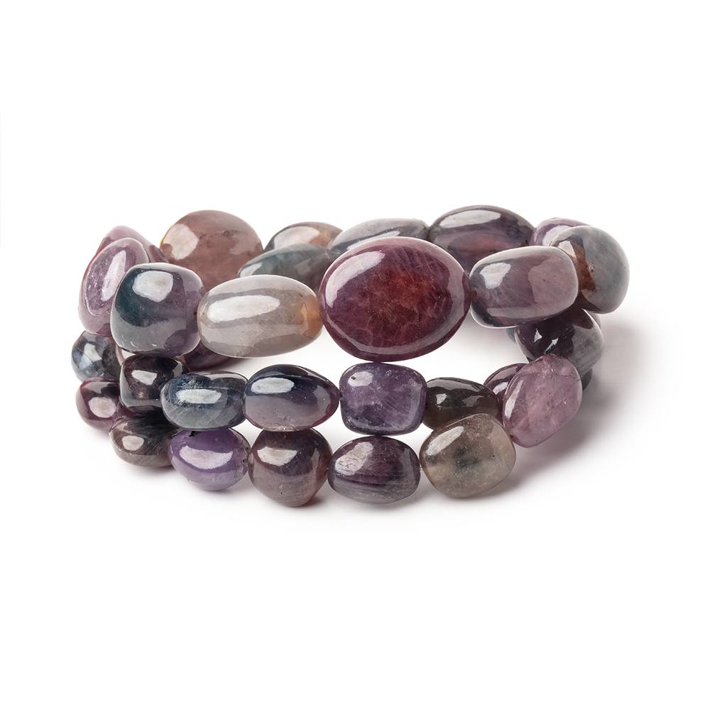 8 - 17mm Sapphire & Ruby Plain Nugget Beads 18 inch 41 pieces - Beadsofcambay.com