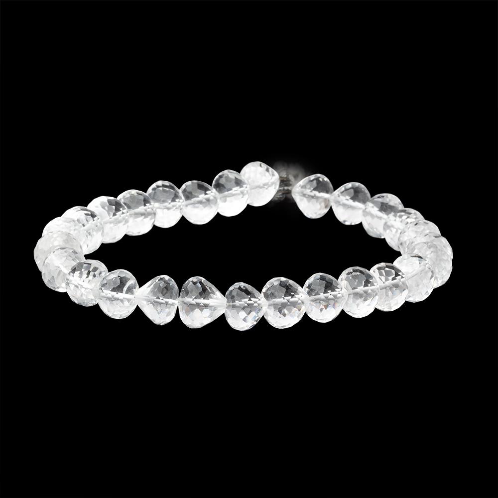 8 - 8.5mm Crystal Quartz Straight Drill Candy Kiss 7.5 inch 27 Beads - Beadsofcambay.com