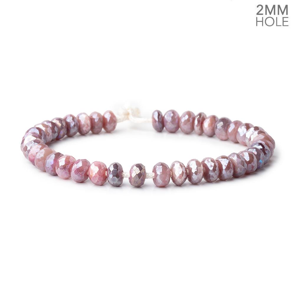 8 - 8.5mm Mystic Mauve Moonstone 2mm Large Hole Faceted Rondelles 8 inch 36 Beads - Beadsofcambay.com