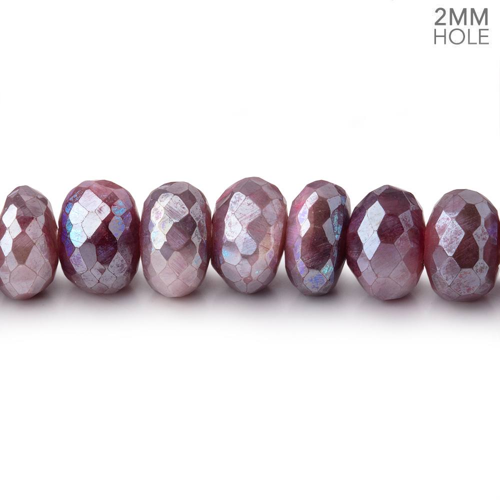 8 - 8.5mm Mystic Plum Moonstone 2mm Large Hole Faceted Rondelles 8 inch 36 Beads - Beadsofcambay.com