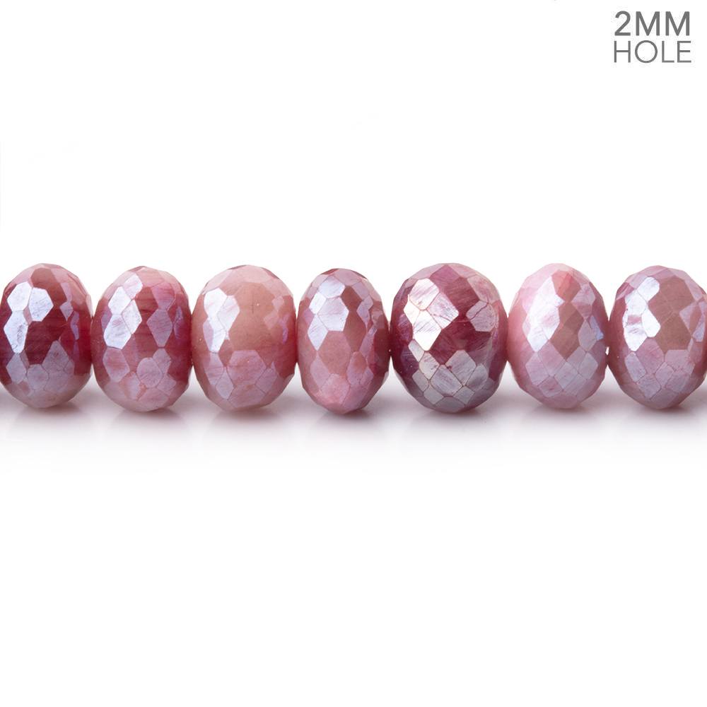 8 - 8.5mm Mystic Rose Moonstone 2mm Large Hole Faceted Rondelles 8 inch 36 Beads - Beadsofcambay.com