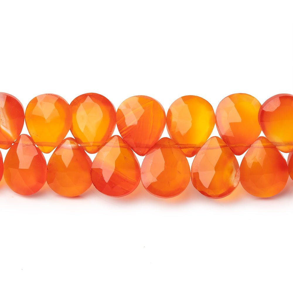 8 - 9mm Carnelian Faceted Pear Beads 7 inch 52 pieces - Beadsofcambay.com