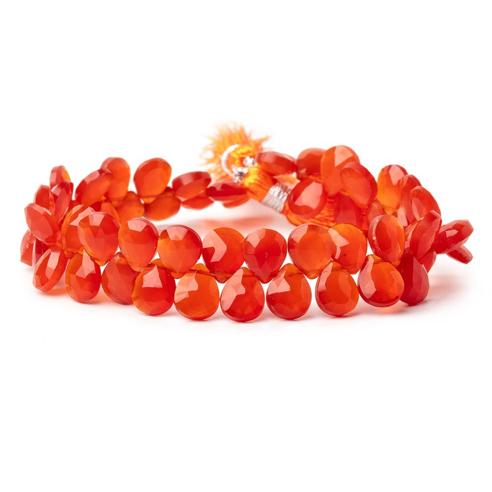8 - 9mm Dark Carnelian Faceted Pear Beads 7.5 inch 54 pieces - Beadsofcambay.com