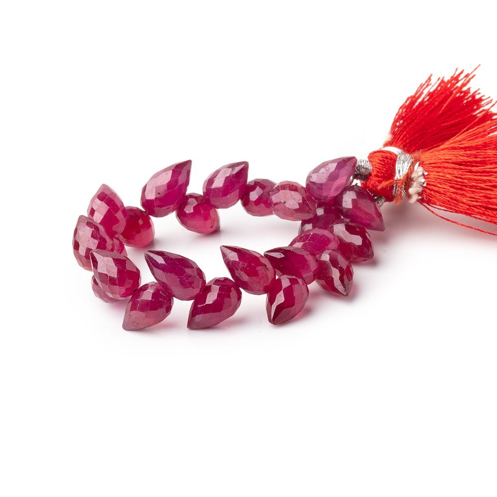 8-9mm Ruby Shoulder Drill Faceted Tear Drop 4 inch 23 Beads AAA - Beadsofcambay.com