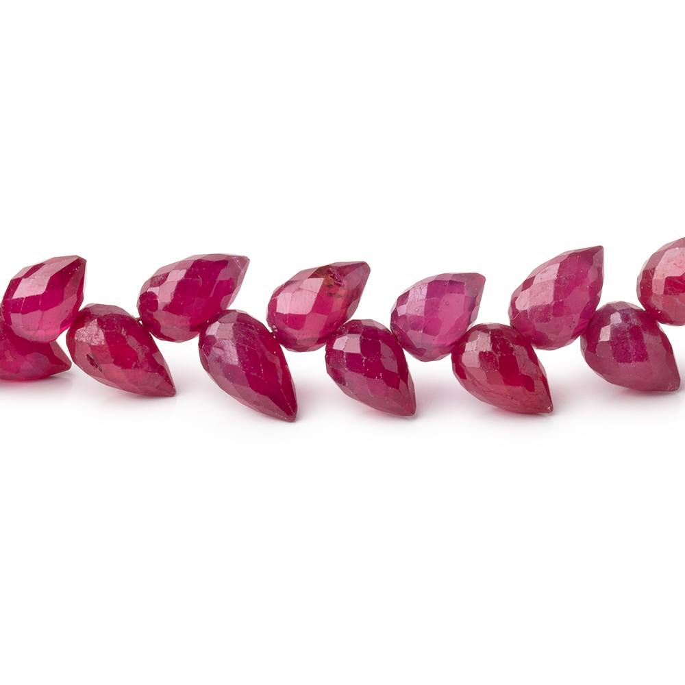 8-9mm Ruby Shoulder Drill Faceted Tear Drop 4 inch 23 Beads AAA - Beadsofcambay.com