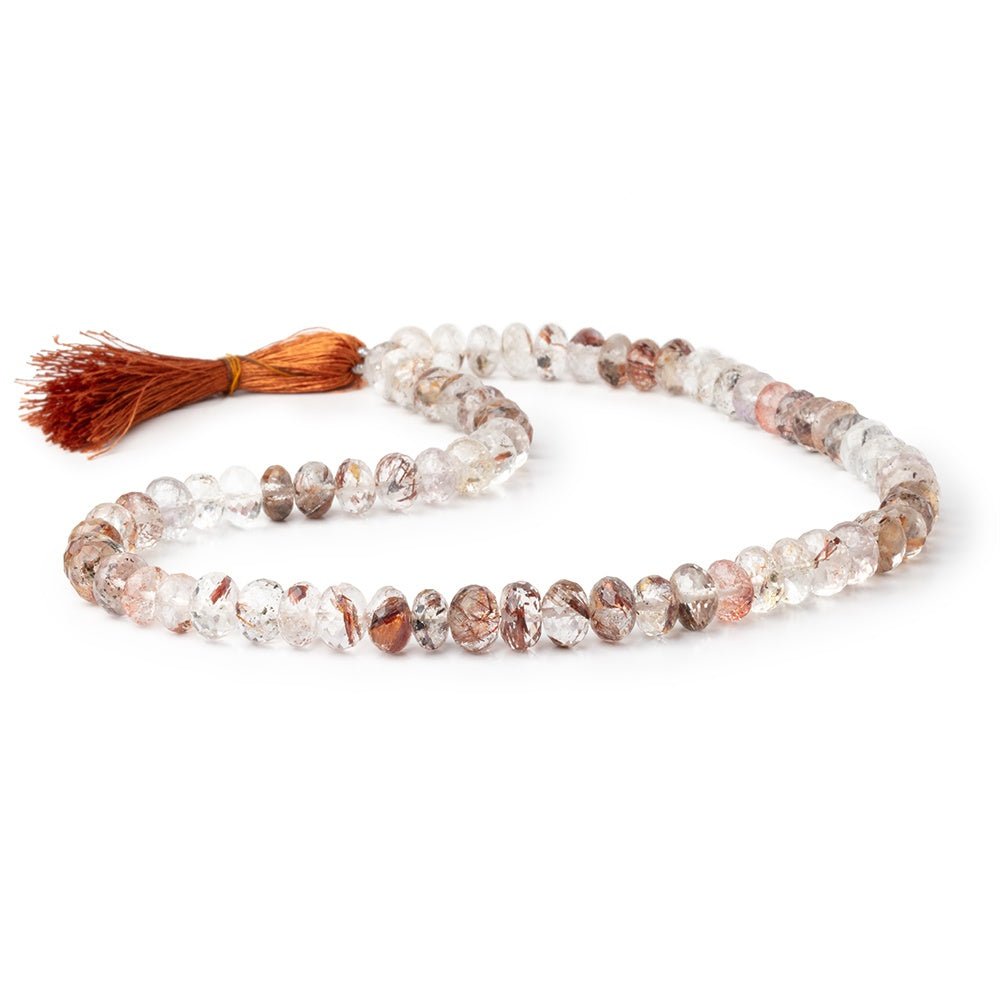 8 - 9mm Rutilated Quartz Faceted Rondelle Beads 16 inch 70 pieces - Beadsofcambay.com