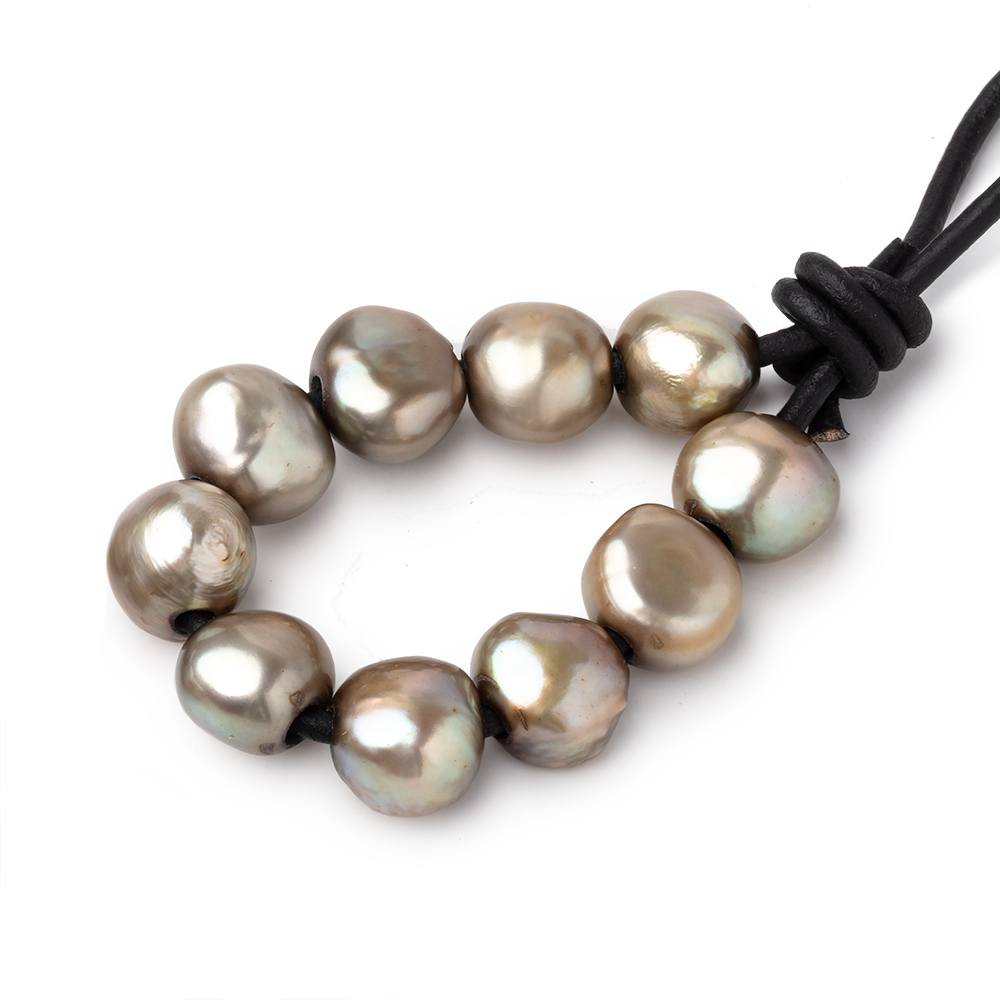 9-11mm Celadon Green Large Hole Baroque Pearls Set of 10 - BeadsofCambay.com