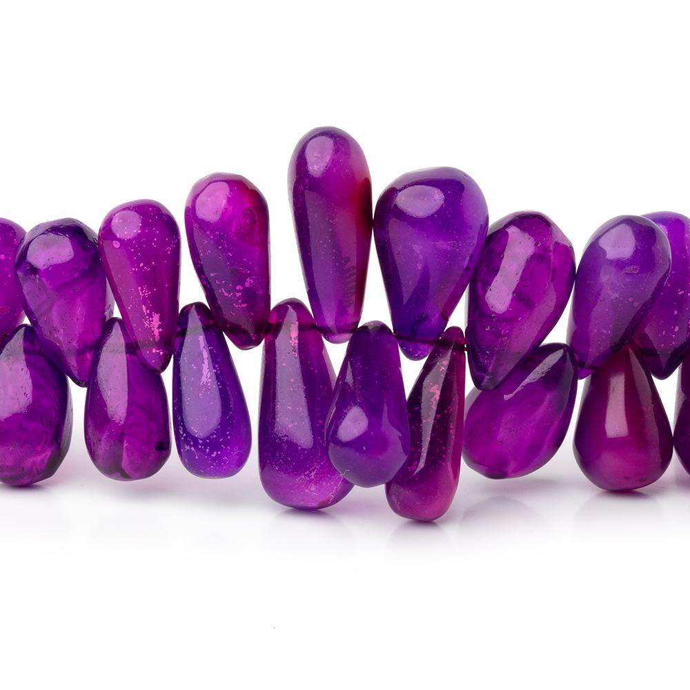 8.5 - 16.5mm Pansy Purple Chalcedony Plain Tear Drop 7.5 inch 58 Beads - Beadsofcambay.com