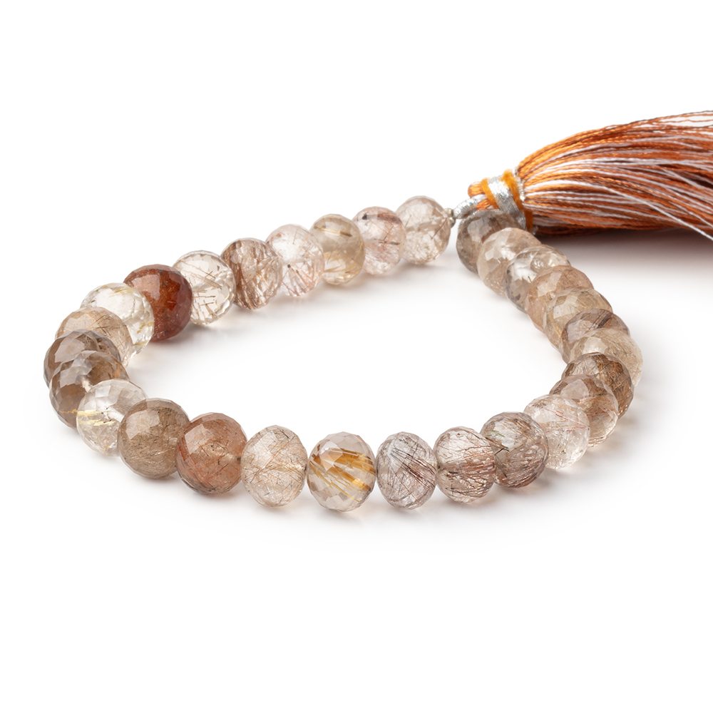 8.5 - 9.5mm Rutilated Quartz Faceted Rondelle Beads 8 inch 29 pieces - Beadsofcambay.com