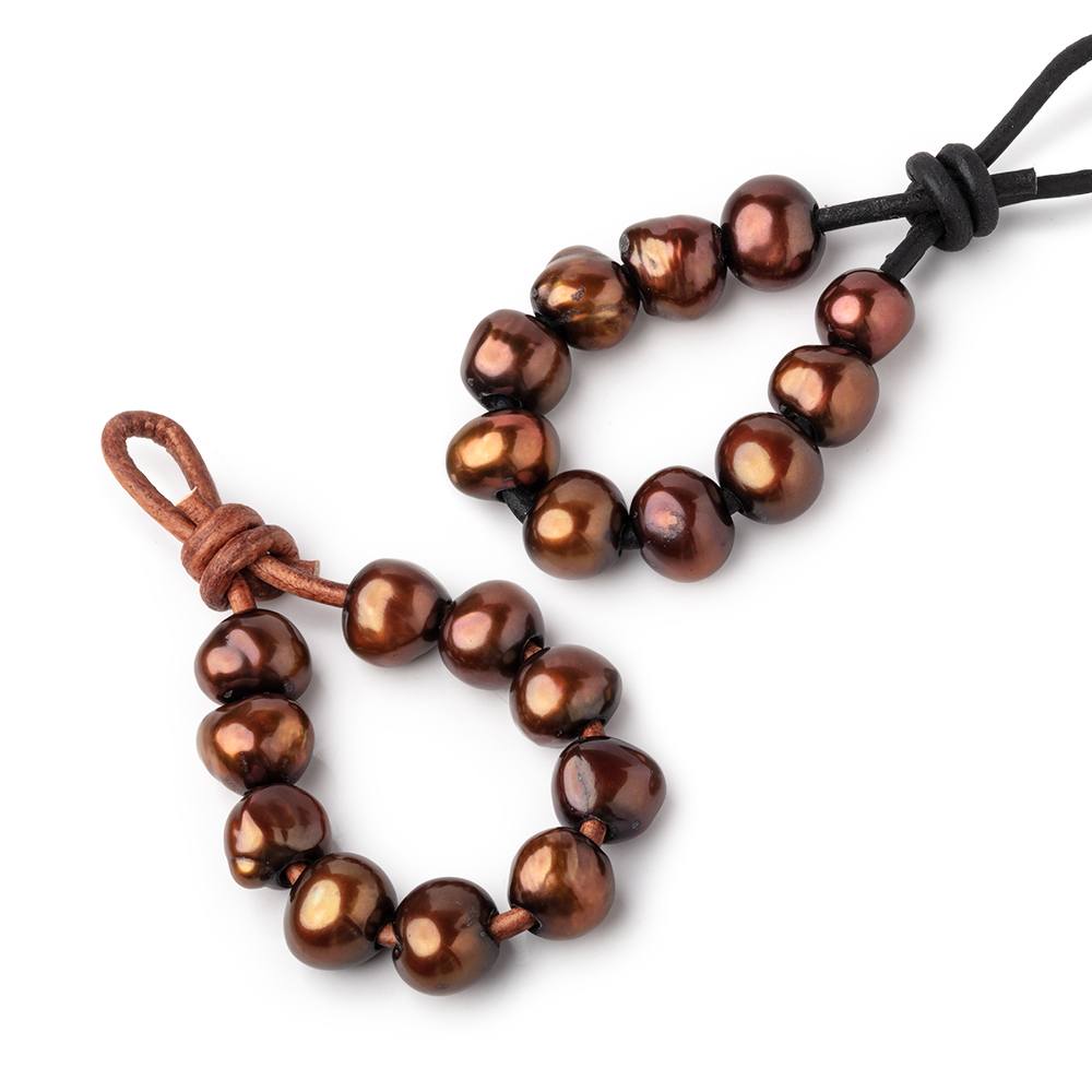 8.5-10mm Chutney Brown Large Hole Baroque Pearls Sets of 10 - BeadsofCambay.com
