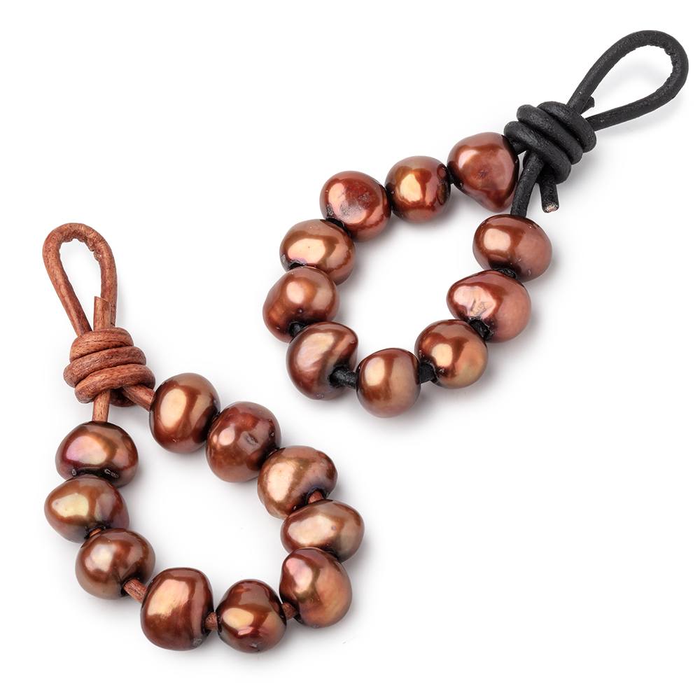 9.5-10.5mm Chestnut Brown Large Hole Baroque Pearls Set of 10 - BeadsofCambay.com
