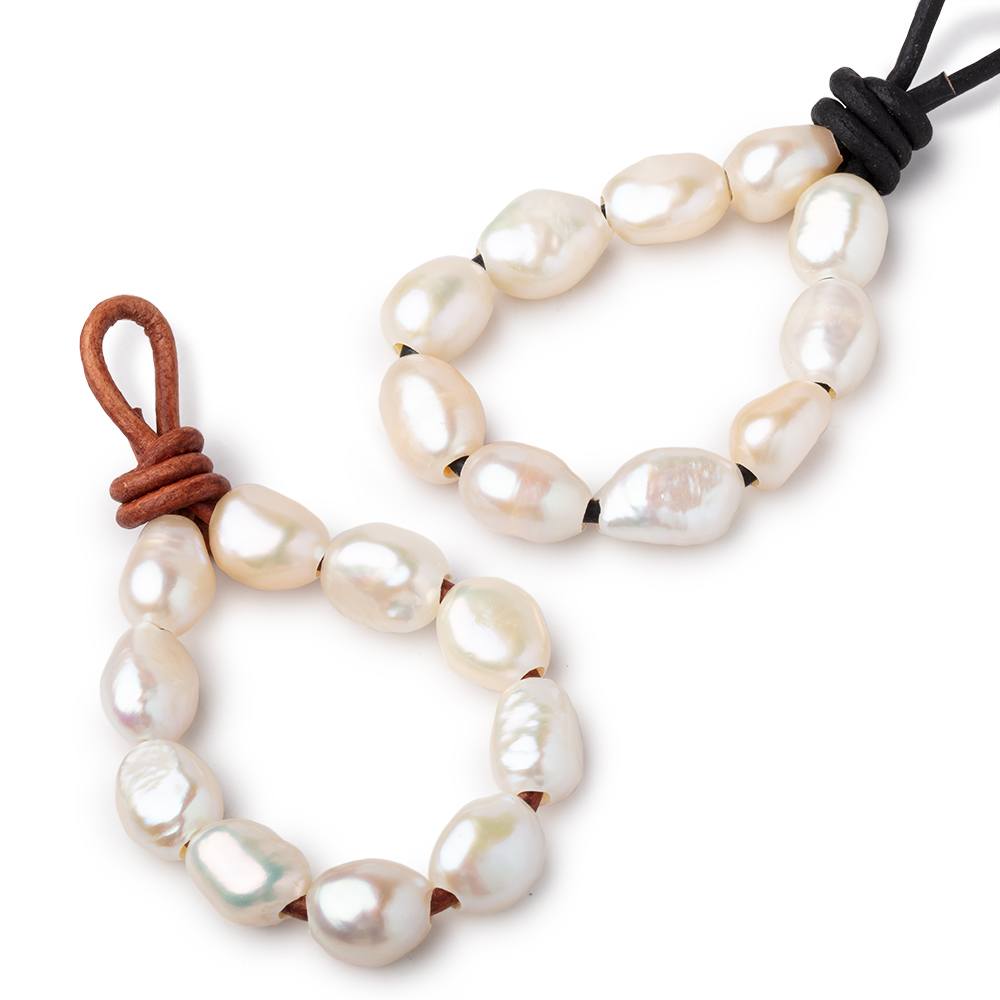 10.5-13mm Cream Large Hole Baroque Pearls Set of 10 - BeadsofCambay.com