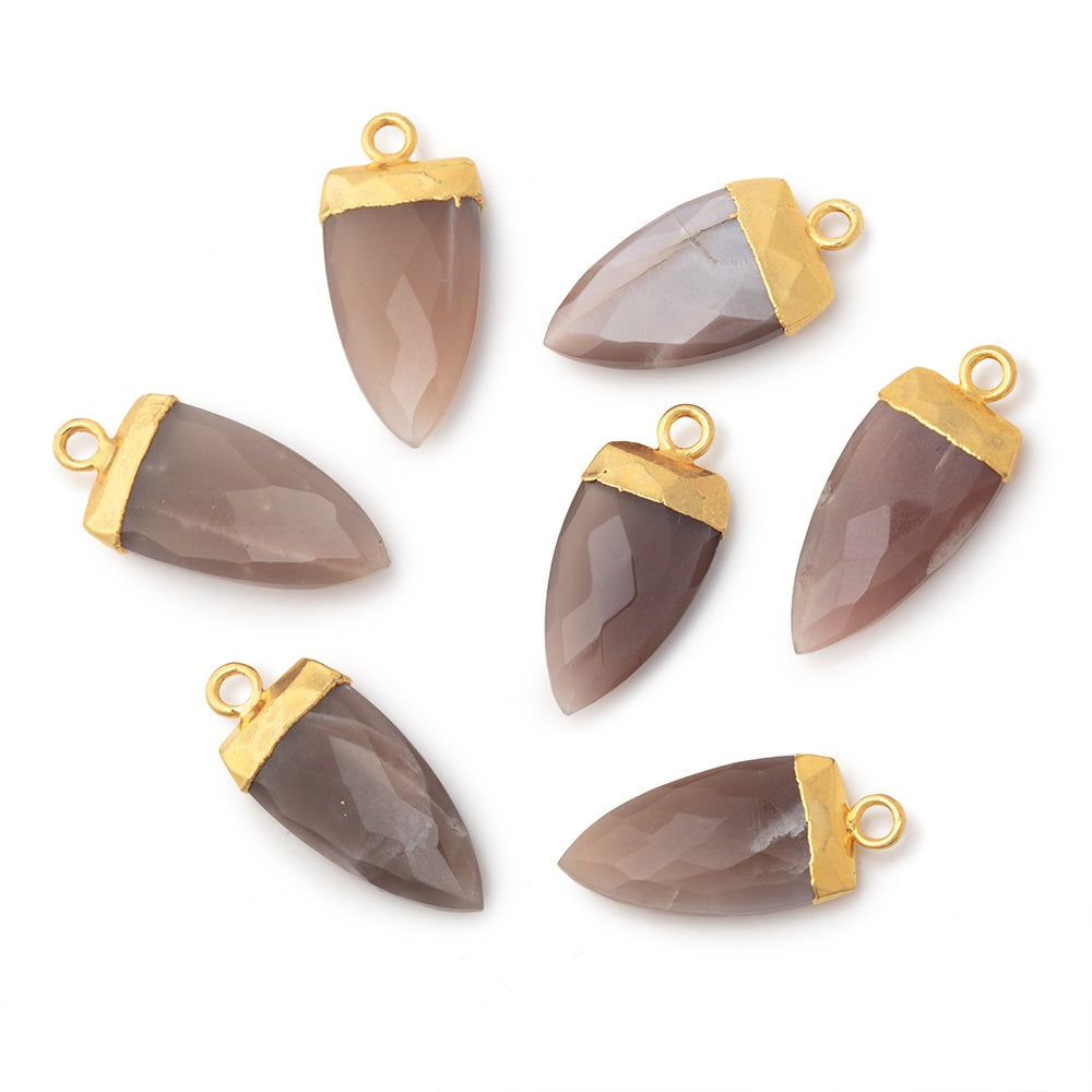 21x10mm Gold Leafed Chocolate Brown Moonstone Point Pendant 1 piece - BeadsofCambay.com