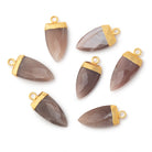 21x10mm Gold Leafed Chocolate Brown Moonstone Point Pendant 1 piece - BeadsofCambay.com