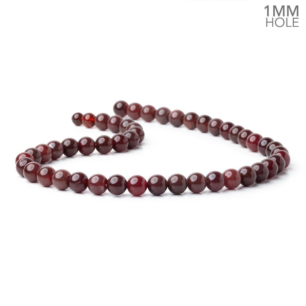 8mm Dark Sard Agate Plain Round 15 inch 45 Beads 1mm Hole - Beadsofcambay.com