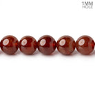 8mm Hessonite Garnet Plain Round 15.5 inch 48 Beads with a 1mm Hole - Beadsofcambay.com