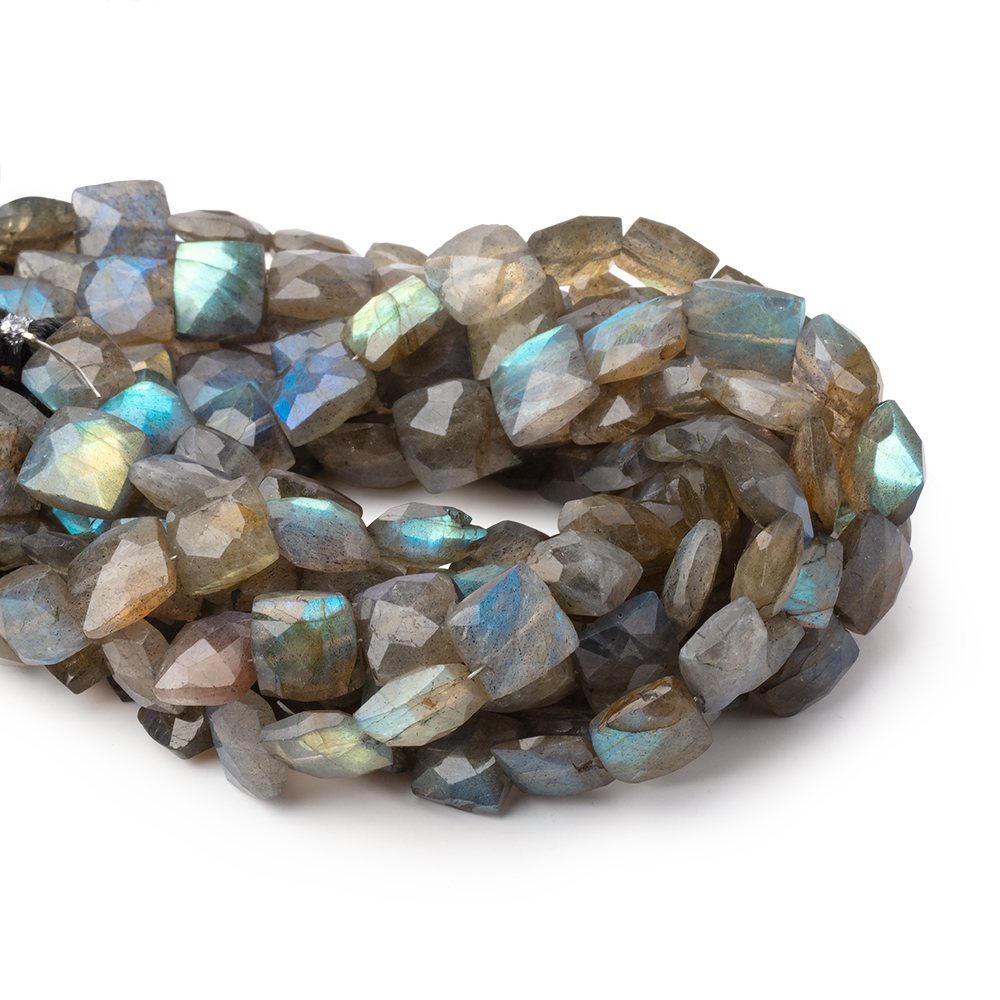 8mm Labradorite faceted square beads 7.5 inch 21 pieces - Beadsofcambay.com