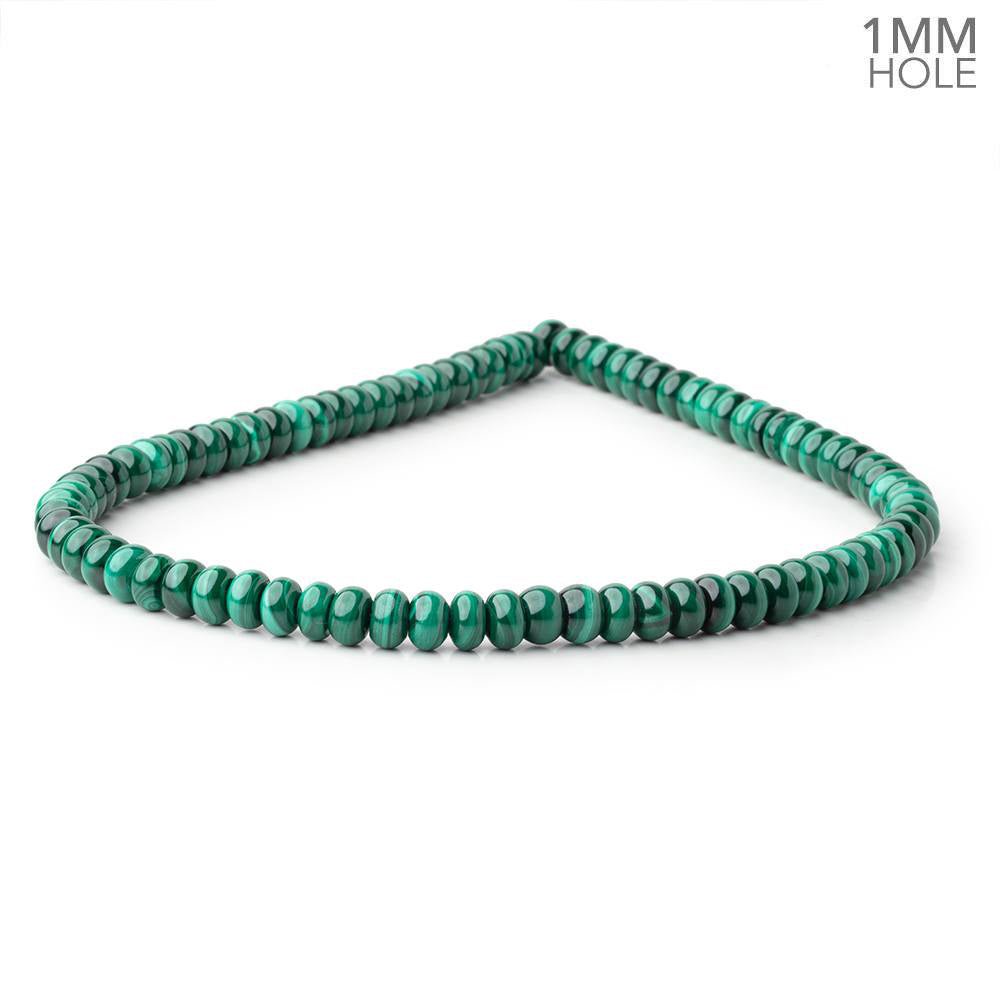 8mm Malachite Plain Rondelle Beads 15.5 inch 82 pieces 1mm Hole - Beadsofcambay.com