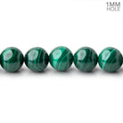 8mm Malachite Plain Round Beads 15.5 inch 48 pieces 1mm hole - Beadsofcambay.com