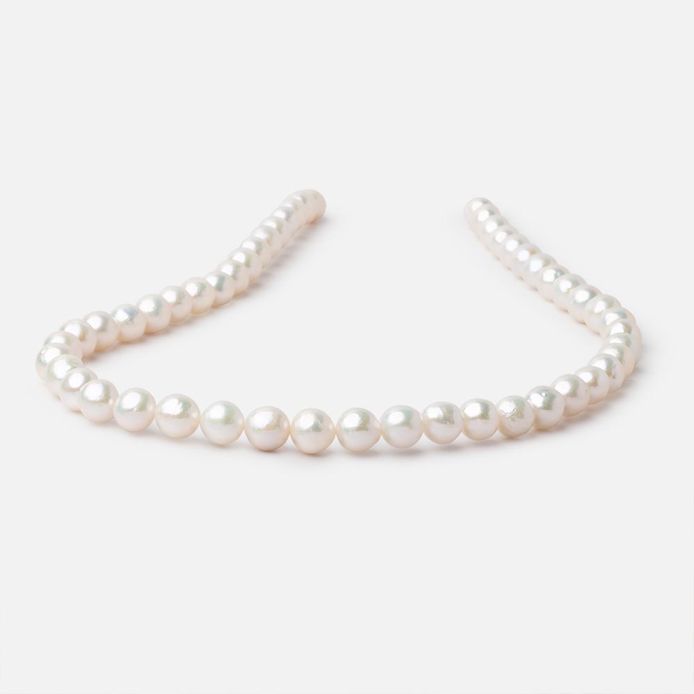 8mm Off White Chinese Akoya Saltwater Pearls 15.5 inch 50 pieces A - Beadsofcambay.com