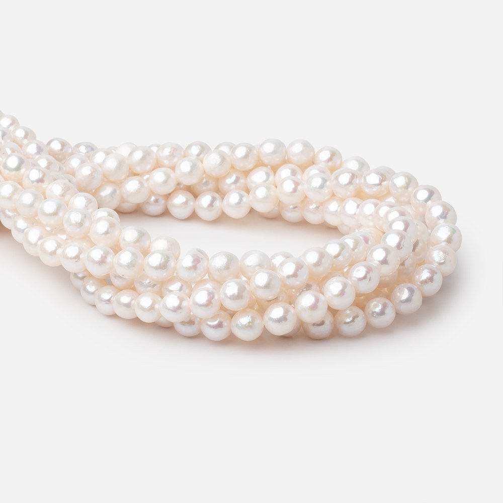 8mm Off White Chinese Akoya Saltwater Pearls 15.5 inch 50 pieces A - Beadsofcambay.com