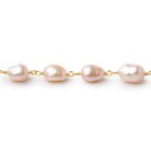 8x6-9x7mm Pink Baroque Pearls on Gold Plated Chain - Beadsofcambay.com