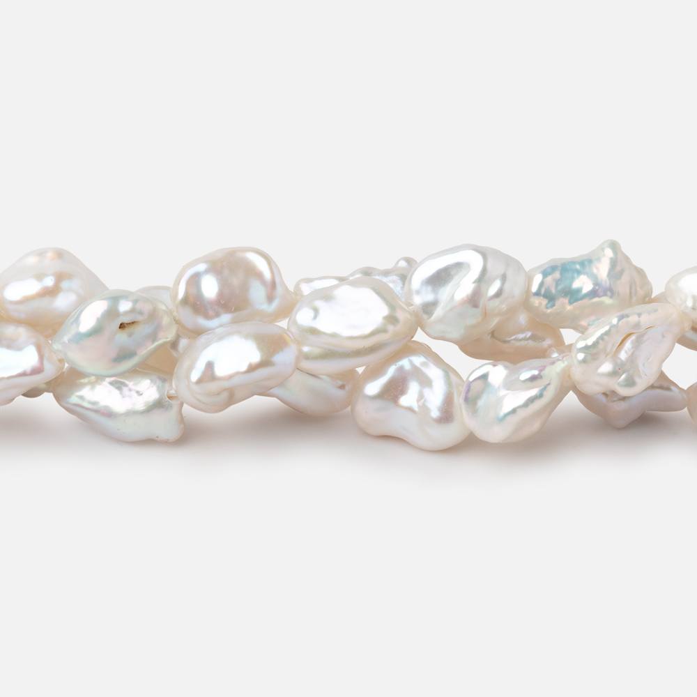 8x6.5 - 10x7mm Off White Keshi Straight Drilled Freshwater Pearl 16 inch 45 Beads - Beadsofcambay.com
