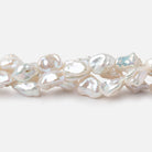 8x6.5 - 10x7mm Off White Keshi Straight Drilled Freshwater Pearl 16 inch 45 Beads - Beadsofcambay.com