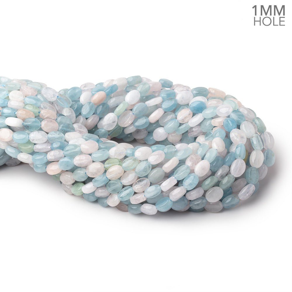 8x6mm Multi Color Beryl Plain Oval 15.5 inch 50 Beads 1mm Drill Hole - Beadsofcambay.com