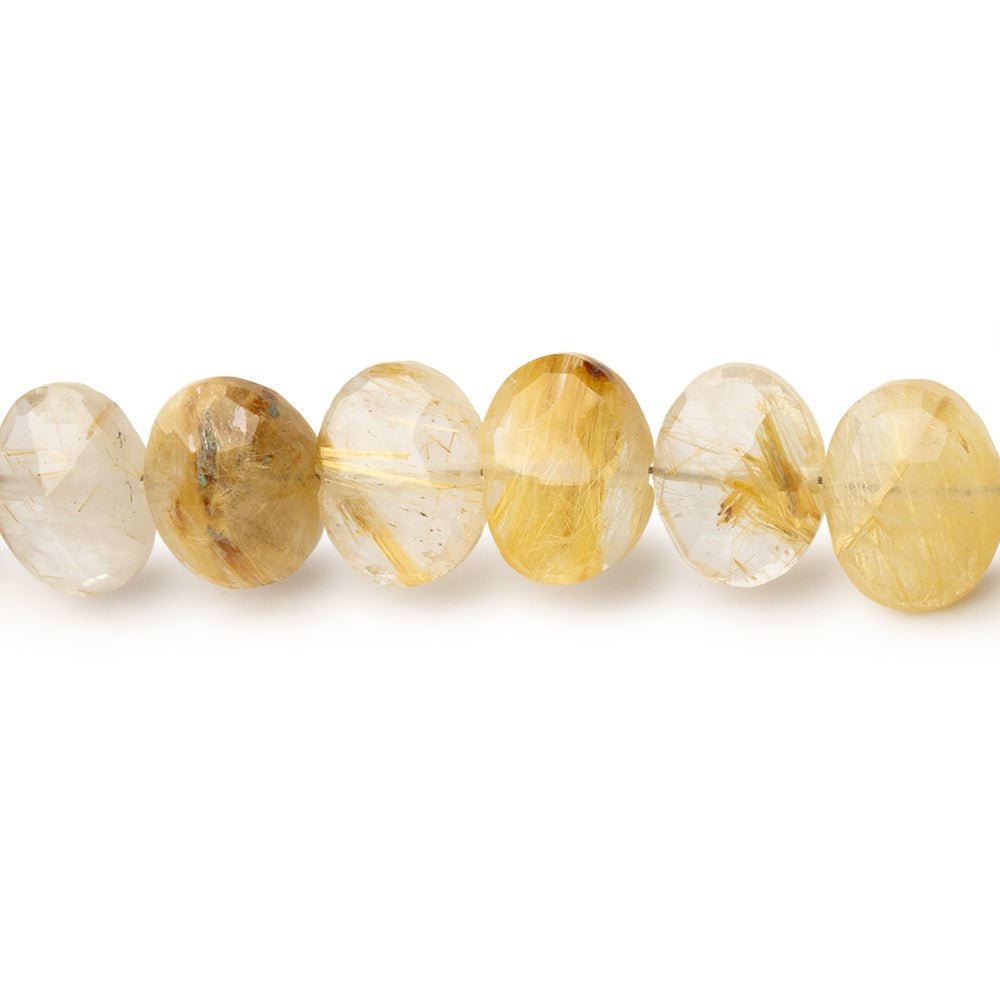 8x6mm Rutilated Quartz Faceted Oval Beads 8 inch 28 pieces - Beadsofcambay.com
