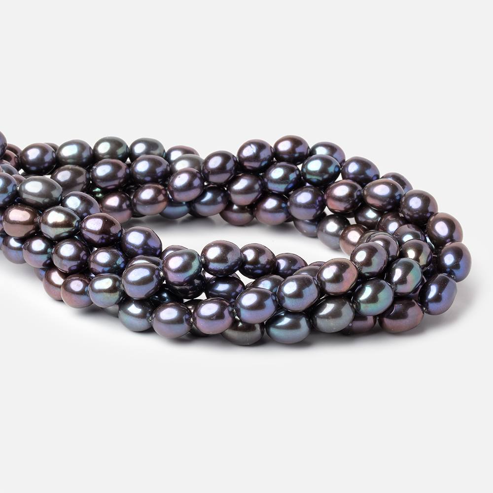 8x7.5 - 9x8mm Peacock Oval Freshwater Pearls 15.5 inch 40 Beads - Beadsofcambay.com