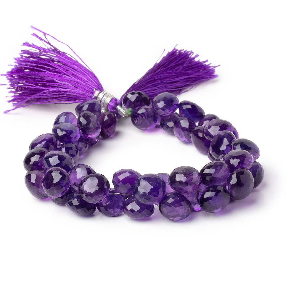 9 - 10.5mm Amethyst Faceted Candy Kiss Beads 8 inch 51 pieces - Beadsofcambay.com