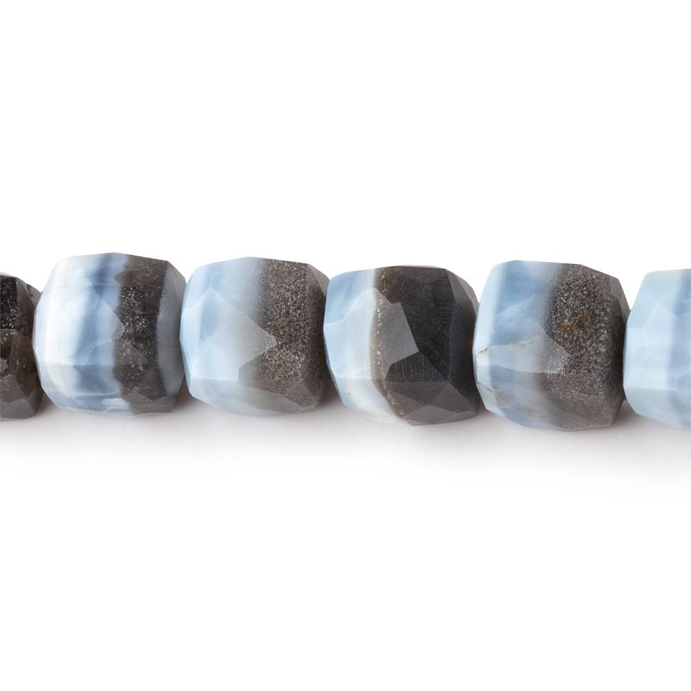 9-10mm Banded Owyhee Blue Opal Faceted Cube Beads 7.75 inch 21 pieces - Beadsofcambay.com