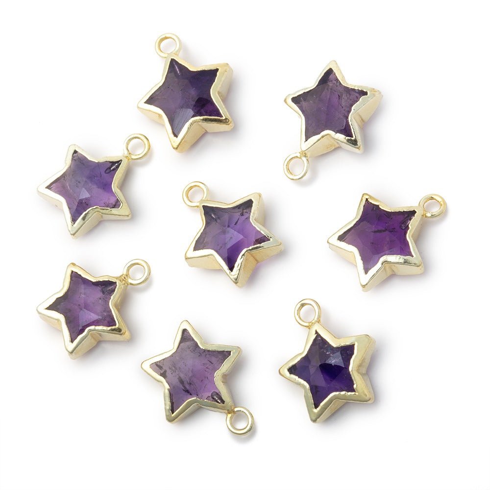 9 - 10mm Gold Leafed Amethyst Faceted Star Focal Pendant 1 piece - Beadsofcambay.com