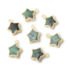 9 - 10mm Gold Leafed Emerald Faceted Star Focal Pendant 1 piece - Beadsofcambay.com
