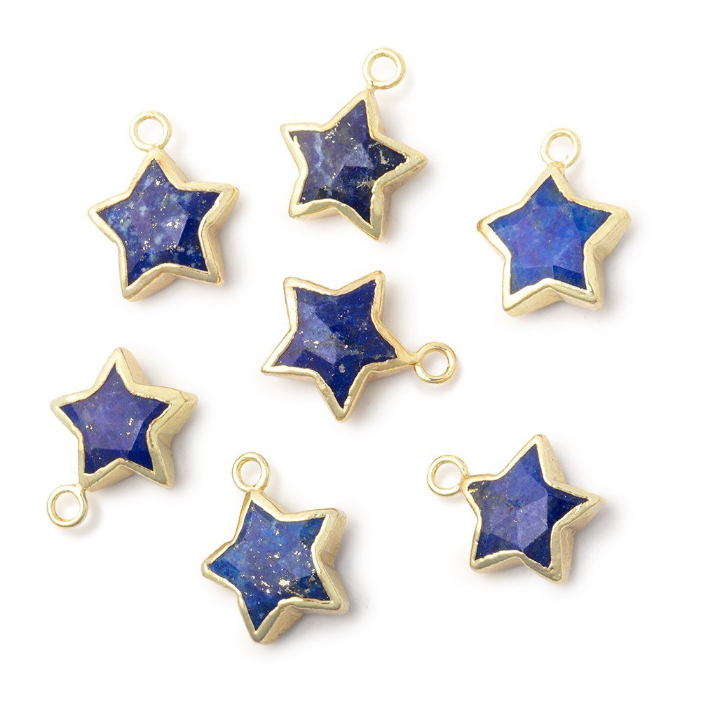 9 - 10mm Gold Leafed Lapis Lazuli Faceted Star Focal Pendant 1 piece - Beadsofcambay.com