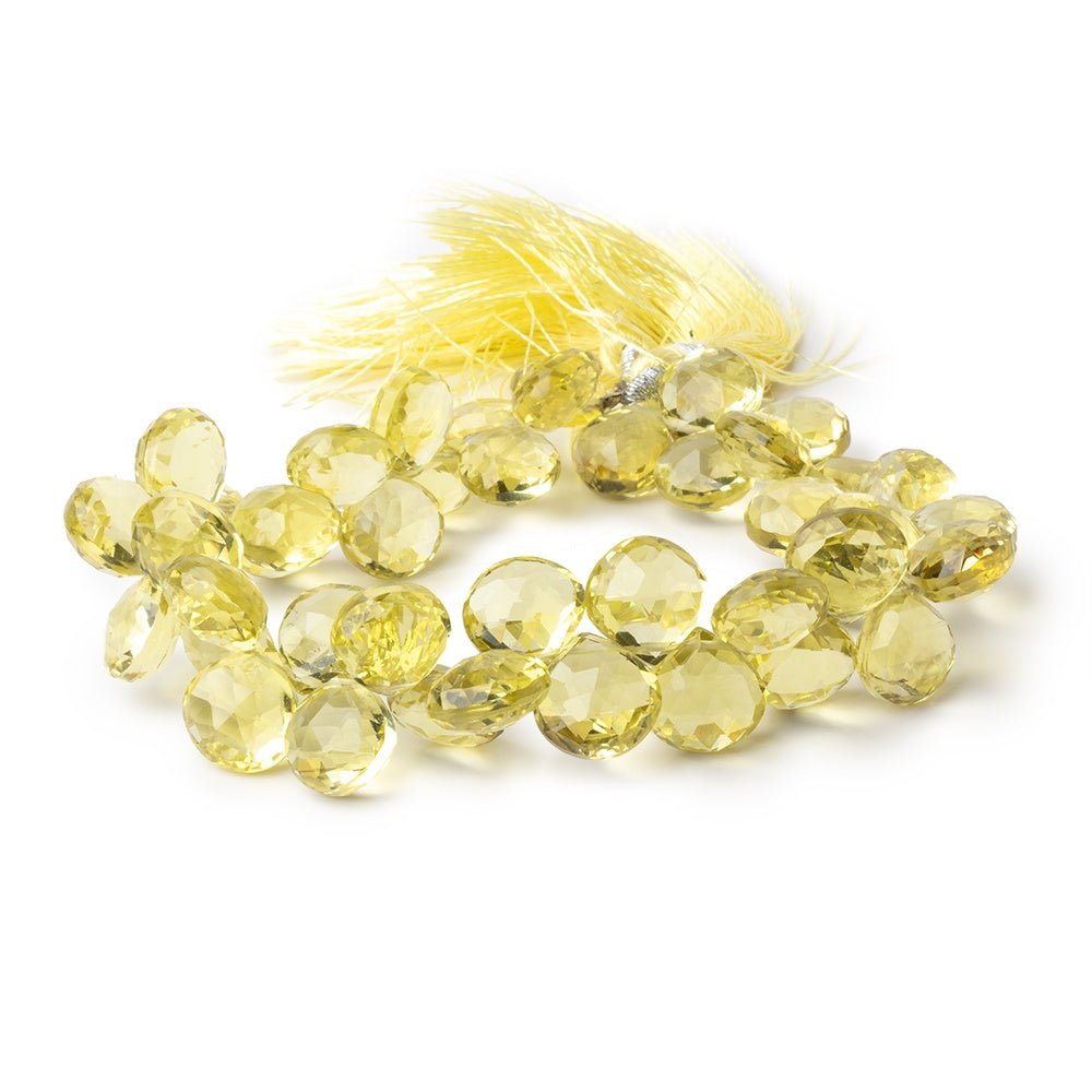 9 - 10mm Lemon Quartz Faceted Heart Beads 8 inch 44 Beads AAA - Beadsofcambay.com