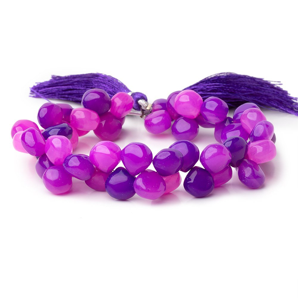 9 - 10mm Orchid Purple Chalcedony Plain Heart 8 inch 50 Beads - Beadsofcambay.com