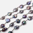 9-10mm Peacock Keshi Pearls on Black Gold over .925 Silver Chain - Beadsofcambay.com
