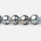9 - 10mm Silver Tahitian 2mm Large Hole Saltwater Pearls 3.5 inch 10 Beads - Beadsofcambay.com